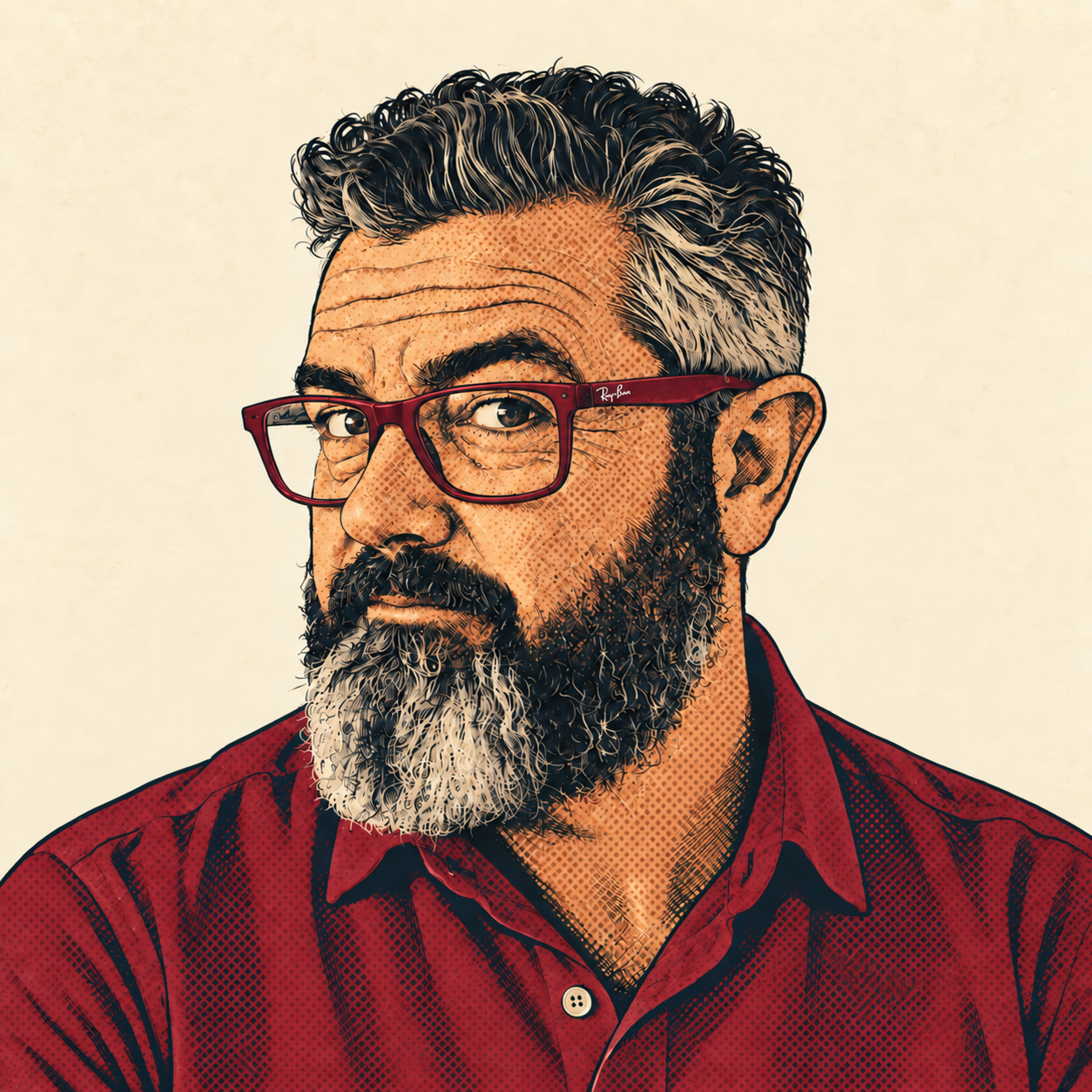 Retrato de Jesús Pazos en estilo cómic